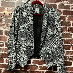 Tristan Black & White Paisley Blazer - Size XL - Made in Canada